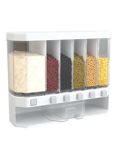 Buy Multi Compartment Wall Mounted Dry Food Dispenser Clear/White 23.5x39x16.6centimeter in Egypt