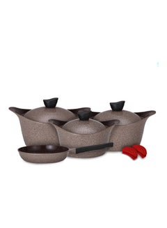 Buy 9-Piece Granite Cookware Set Brown 26cm in Saudi Arabia