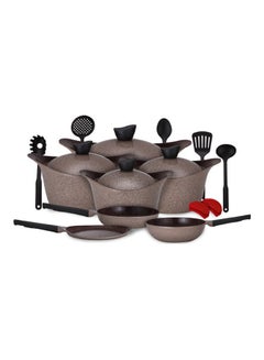 Buy 18-Piece Cookware Set Brown 28cm in Saudi Arabia