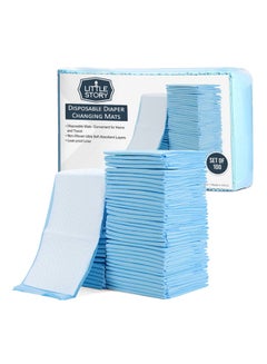 Buy Disposable Diaper Changing Pad,100 Pack Soft Waterproof Mat, Portable Leak Proof Changing Mat, New Mom Leak-Proof Underpad, Mattress Table Protector Pad, Pack Of 100Pcs - Blue in Saudi Arabia