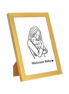 Buy Welcome Baby Draw Printed Wall Art With Wooden Frame Black/White 23x33cm in Saudi Arabia