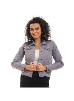 Buy Casual Plain Basic High Neck Long Sleeve  jackets Grey in Egypt