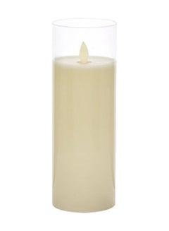 Buy Candle In Glass White 7.5x7.5x15cm in Saudi Arabia