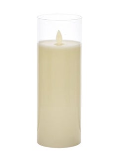 Buy Candle In Glass White 7.5x7.5x17cm in Saudi Arabia