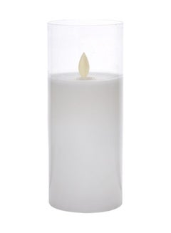 Buy Candle In Glass White 7.5x7.5x15cm in Saudi Arabia