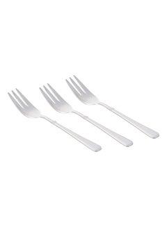 Buy 3-Piece Fruit Fork Set Stainless Steel Silver in UAE