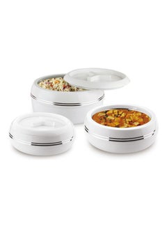 Buy 3 Piece Teen Bhoj Mega Casserole Set White 3200ml in Saudi Arabia