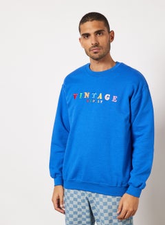 Buy Logo Print Sweatshirt Blue in Saudi Arabia