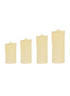 Buy 4-Piece LED Candle Set White 3.5x8cm in Saudi Arabia