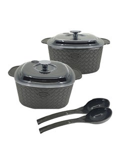 اشتري 4-Piece Plastic Festiva Casserole Twin Set Dark Grey 36.5x23x11.7سم في السعودية