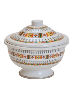 Buy Traditional Design Enamel Date Bowls White/Green/Yellow 14cm in Saudi Arabia