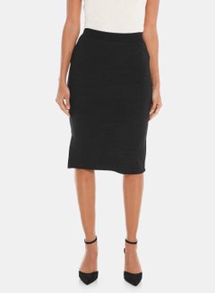 Buy Solid Pencil Skirt With Elasticated Waistband Black in Saudi Arabia