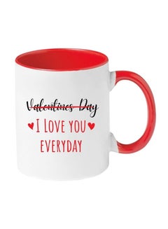 اشتري Printed Valentine Coffee Mug No Printed Valentines Day Everyday White/Red/Black 350ml في مصر