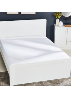 اشتري شرشف سرير مطاطي هاميلتون مقاس كينج بتصميم مخطط cotton أبيض 180x210+33سم في السعودية