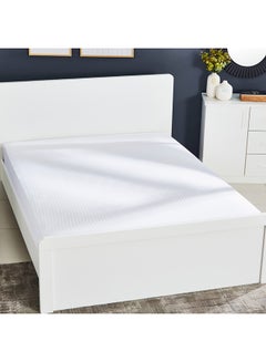 Buy Hamilton Striped Super King Fitted Sheet Cotton White 200x200+33cm in Saudi Arabia