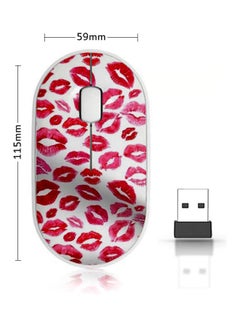 Buy Wireless Mouse - Hand Drawn Lips Red/White in Saudi Arabia