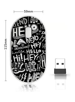 اشتري Wireless Mouse - Hello Black/White في السعودية