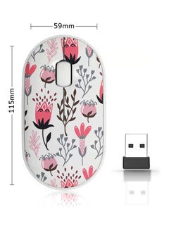 Buy Wireless Mouse - Flowers Pink/Green/White in Saudi Arabia
