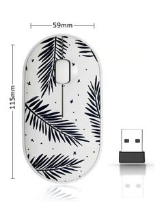 اشتري Wireless Mouse - Water Colour Leafs Dark Green/White في السعودية