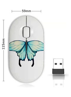 Buy Wireless Mouse - Watercolour Butterfly Green in Saudi Arabia