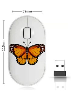 Buy Wireless Mouse - Watercolour Butterfly Orange/Black/White in Saudi Arabia