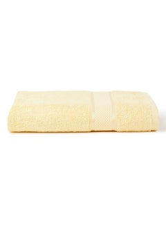 اشتري 100% Cotton Terry Dyed Towel 500 Gsm His And Her Ultra Soft Viscose Border Hand Towel Yellow 50x90cm في الامارات