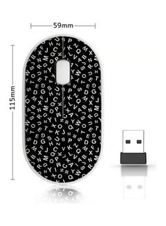 Buy Wireless Mouse - Alphabet Seamless Black/White in Saudi Arabia