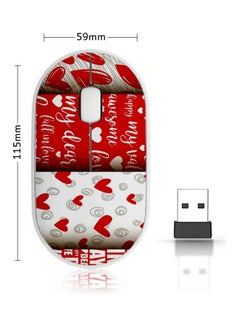 Buy Wireless Mouse - Love Seamless Red/White in Saudi Arabia