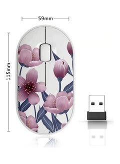 Buy Wireless Mouse - Flower Shading Pink/Grey/White in Saudi Arabia