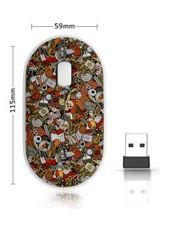 Buy Cartoon Cute Doodles Wireless Mouse Orange/Grey/White in Saudi Arabia