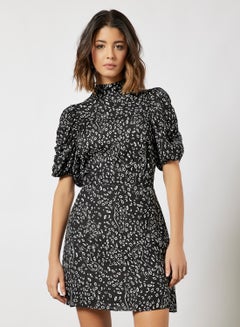 Buy Raayy Exaggerated Sleeve Dress Black in UAE