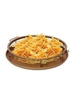 Buy Nonstick Round Crisper Tray Copper Oven Turn Your Oven Into An Air Fryer - 2 Pc Set Brown 912grams in UAE