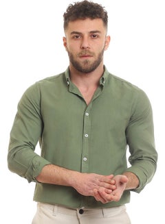 Buy Casual Plain Basic Collared Neck Shirt Dark Green in Egypt