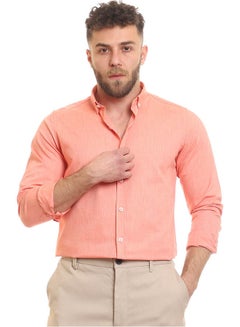 Buy Casual Plain Basic Collared Neck Shirt Orange in Egypt