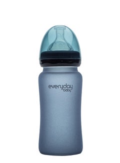 Buy Glass Heat Sensing Baby Bottle, 240ml - Turquoise in UAE