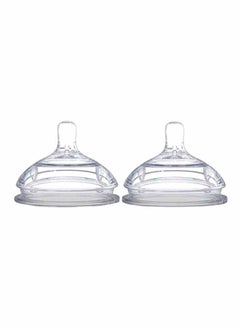 Buy 2-Piece Natural Teat Silicone Nipples, Fast Flow, Transparent in UAE