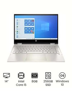 Buy Pavilion x360 2-in-1 Laptop With 14-Inch Touch-Screen Full HD Display, 11th Gen Core i5 Processer/8GB RAM/256GB SSD/Intel UHD Graphics/Windows 10 /International Version English Warm Gold in UAE