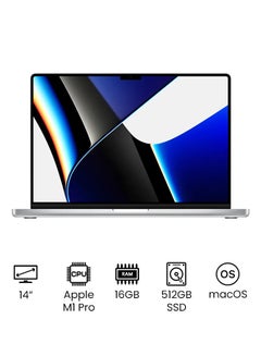 Buy MacBook Pro MKGR3 14-Inch Liquid Retina XDR Display Apple M1 Pro Chip With 8-Core CPU And 14-Core GPU/16GB RAM/512GB SSD/English Keyboard Silver in UAE