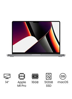 اشتري MacBook Pro MKGP3 14-Inch Liquid Retina XDR Display Apple M1 Pro Chip With 8-Core CPU And 14-Core GPU/16GB RAM/512GB SSD/English Keyboard Space Grey في مصر