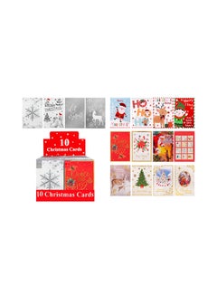 اشتري 10-Piece Assorted Design Christmas Card Multicolour 18x13x1.5cm في الامارات