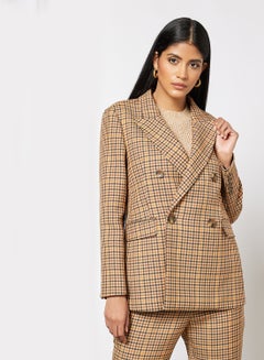 Buy Eelise Double Breasted Blazer Brown in Saudi Arabia