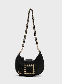 Buy Croc Buckle Detail Crossbody Bag Black in Saudi Arabia