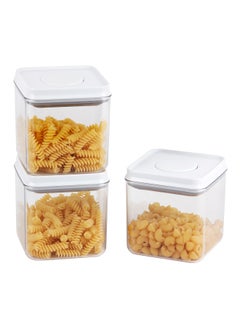 Buy 3 Piece Tritan Food Storage Container Set - Airtight Lids - With Push Button - Food Storage Box - Storage Boxes - Kitchen Cabinet Organizers - Food Container - Clear/White in Saudi Arabia