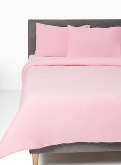 اشتري Duvet Cover Set- With 1 Duvet Cover 160X200 Cm And 2 Pillow Cover 50X75 Cm - For Twin Size Mattress - Pink 100% Cotton 140 GSM في السعودية