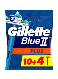 اشتري طقم شفرات حلاقة بلو II بلس للاستخدام مرة واحدة من 14 قطعة أزرق / فضي في الامارات