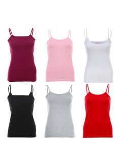 اشتري Bundle Of Six Spaghetti Sleeves Plain Tank Tops. Multicolour في مصر