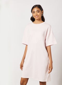 Buy Round Neck Mini Dress Light Pink in UAE