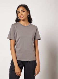 Buy Round Neck T-Shirt Light Grey in UAE