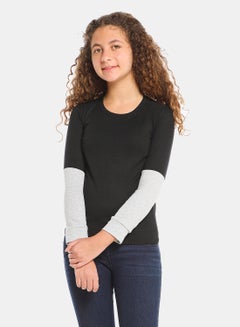 اشتري Girls Colourblock Long Sleeve Sweatshirt Black/Grey في الامارات