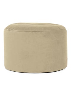 Buy Velvet Round Bean Bag Pouffe Light Beige 55x55x35cm in Saudi Arabia